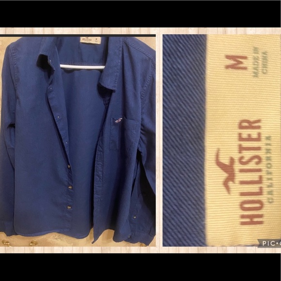 NAVY BLUE HOLLISTER SHIRT SIZE M👕WORN ONCE👕 - Picture 1 of 6